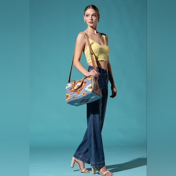 Handmade Boho Chic Satchel / Boston Bag - Navajo Aztec Inspired Design - Picture 5 of 14